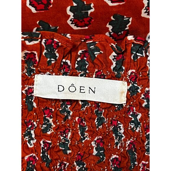 DOEN Dress Large Estee Floral Smocked Boho Mini Organic Cotton in Calico Canyon - Picture 8 of 9